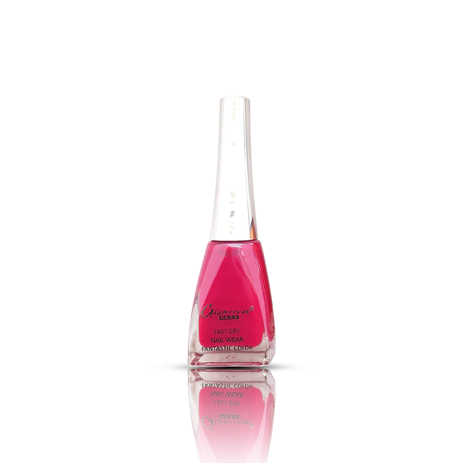 Pink nail polish bottle on a white background