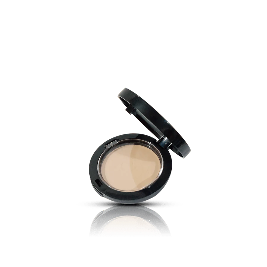 Compact powder in an open case on a white background