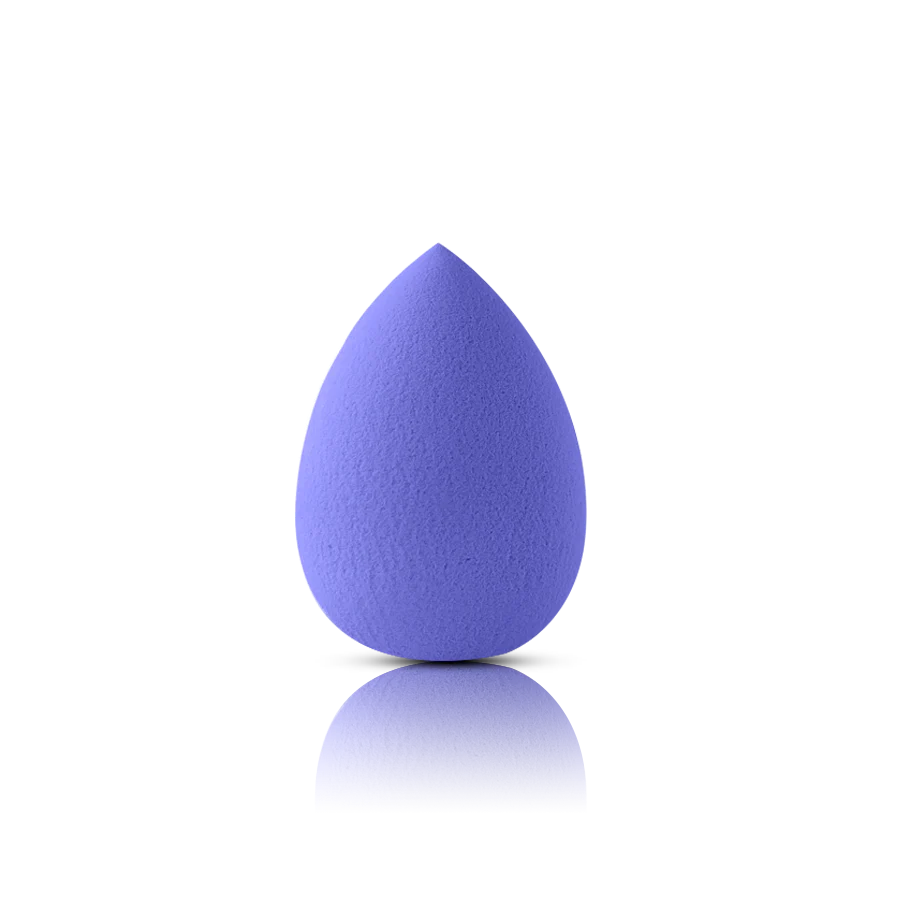 Blue makeup sponge on a white background