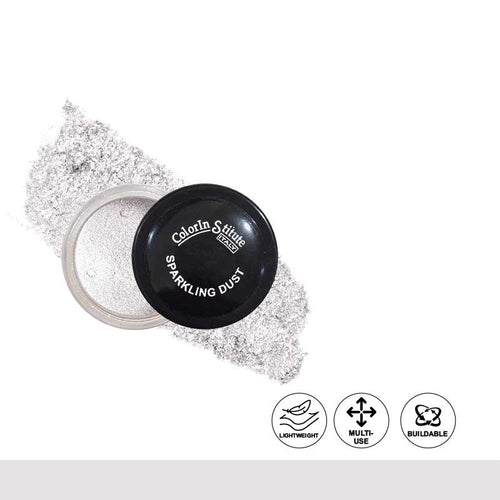 Sparkling dust container with black lid labeled 'Colorful Texture' on a white background.