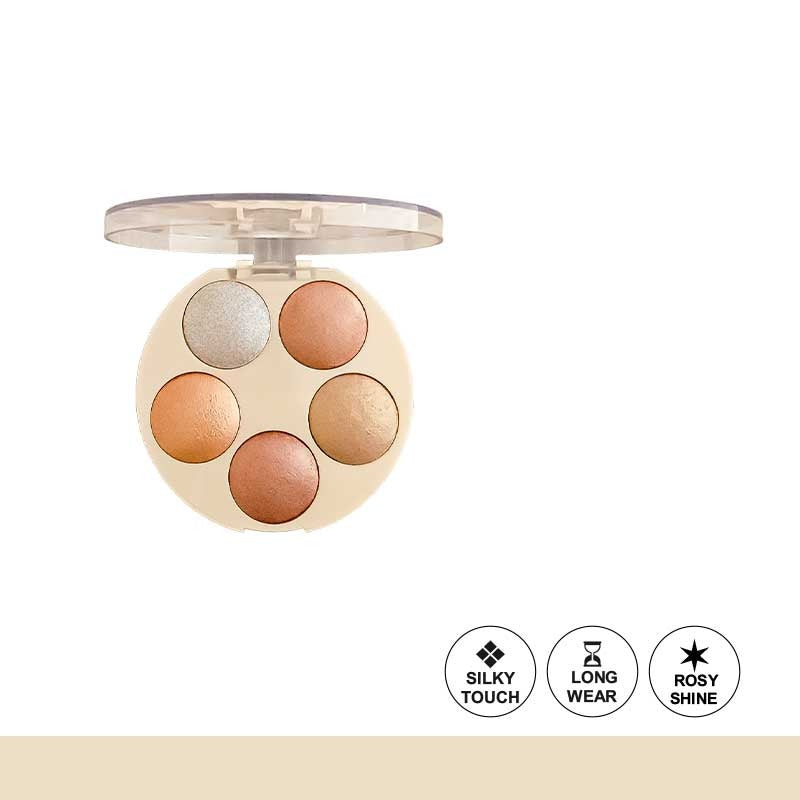 Makeup palette with four round shades on a white background
