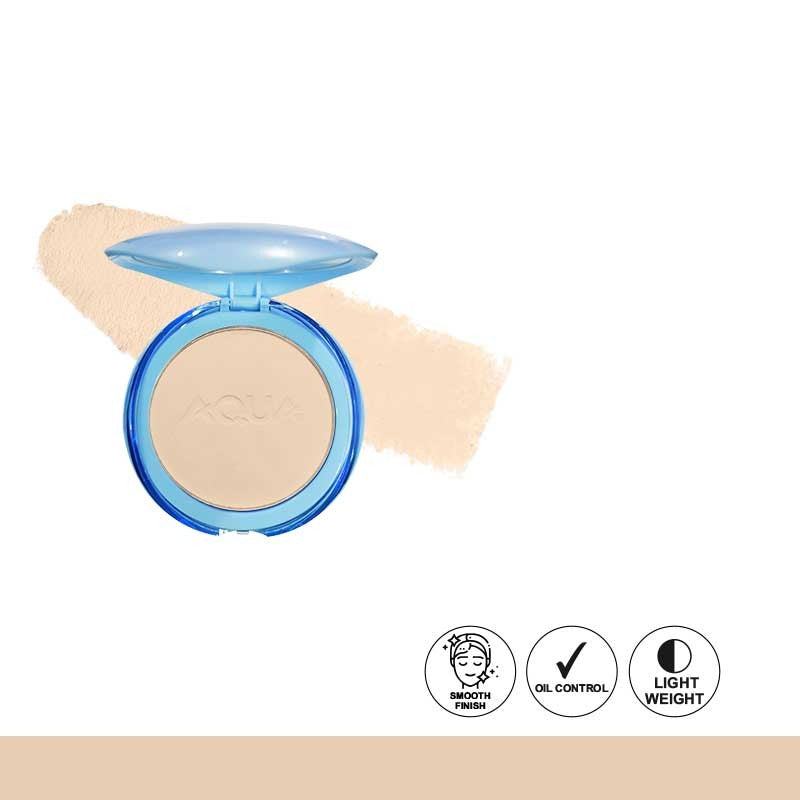 Compact powder with blue case on a white background