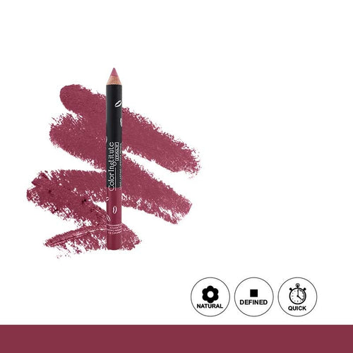 Lip liner pencil with pink smudge on a white background