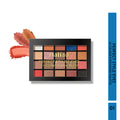 Maliao eyeshadow palette with swatches on a white background