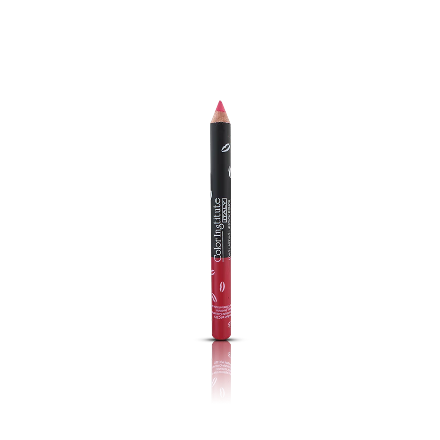 Red lip pencil with black cap on a white background
