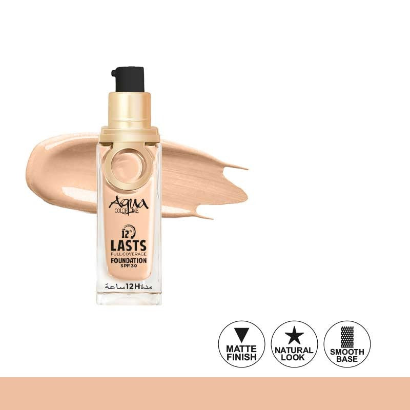 Foundation bottle with a swatch on a white background