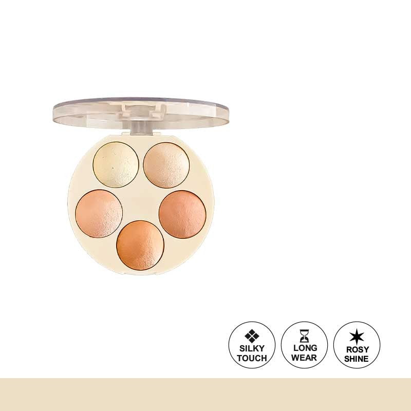 Makeup palette with four circular shades on a white background