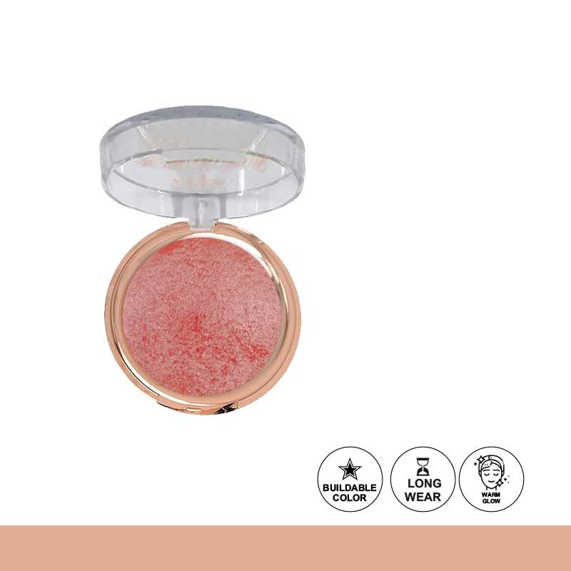 Compact blush with a clear lid on a white background