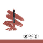Lip liner pencil with brown color swatch on a white background