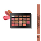 Maliao eyeshadow palette with swatches on a white background