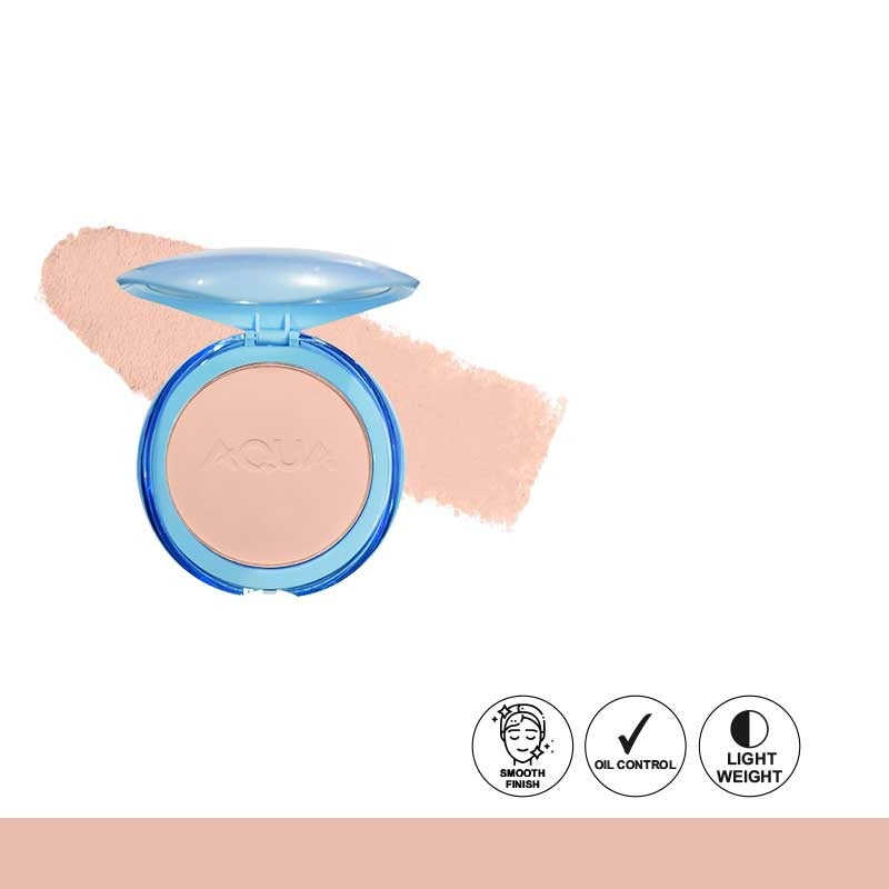 Compact powder with blue casing on a white background