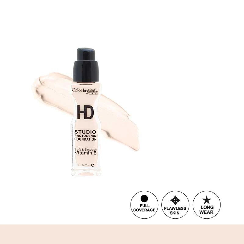 Foundation bottle with applicator on a white background