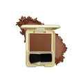 Compact brown powder with a brush and visible brand logo on a white background