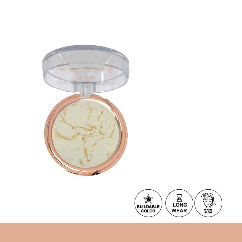 Compact powder with marble design on a white background