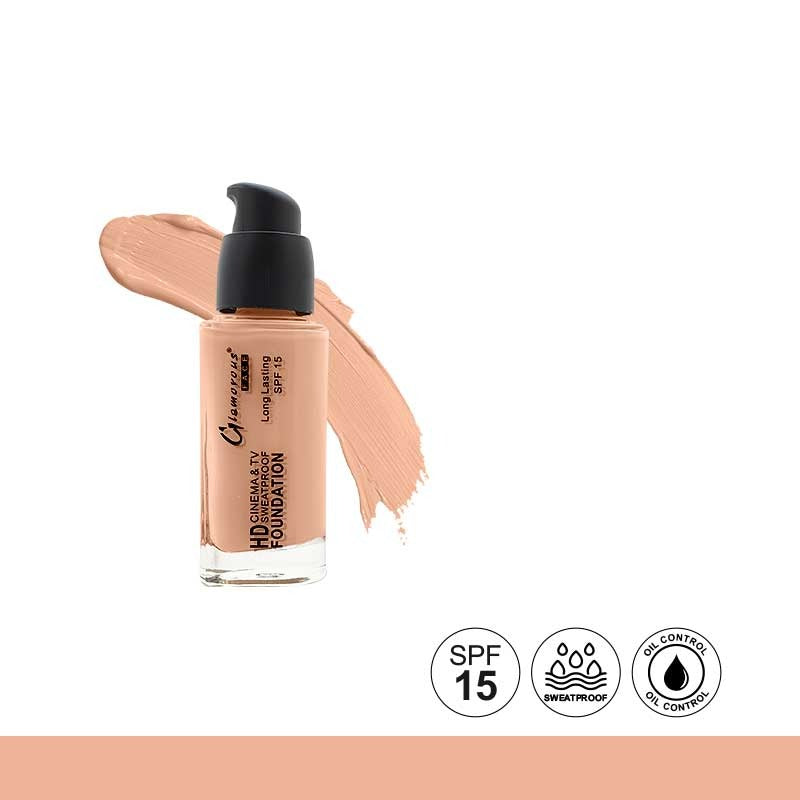 Foundation bottle with a swatch on a white background