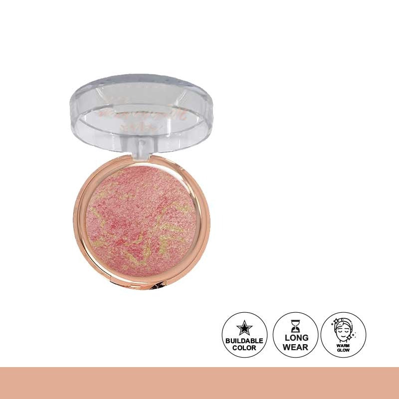 Compact blush with a clear lid on a white background