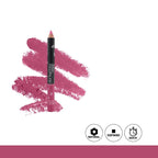 Lip liner pencil with pink color swatch on a white background