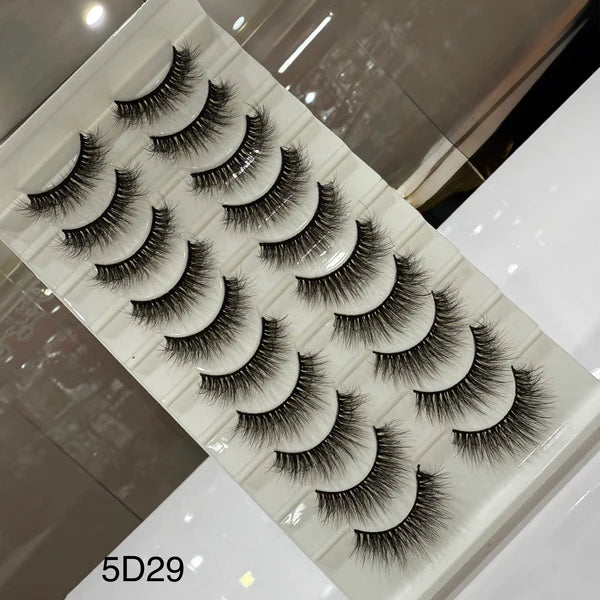 Set of false eyelashes on a branded tray with '5D29' label.