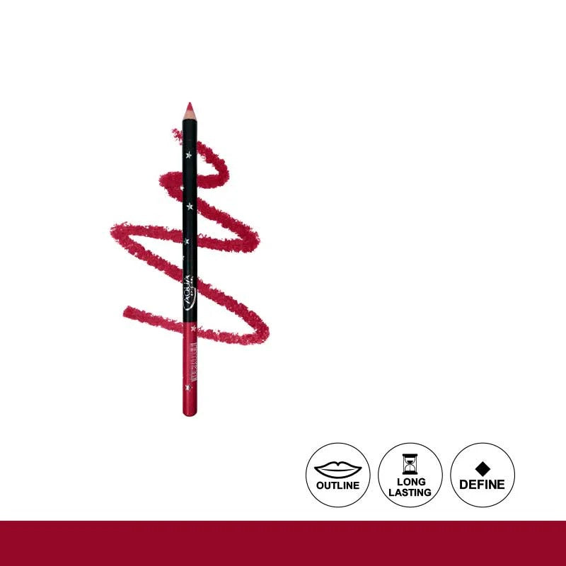 Lip liner pencil with red line on white background