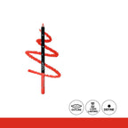 Red lip liner pencil with wavy line on white background