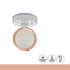 Compact powder with rose gold casing on a white background