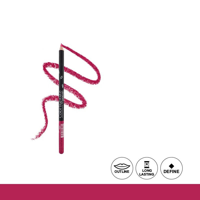 Lip liner pencil with pink color swatch on a white background