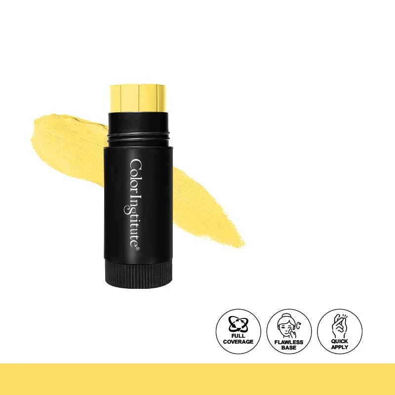 Black stick with yellow cap and swatch on a white background