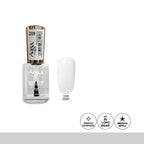 Nail polish bottle with a white label on a white background