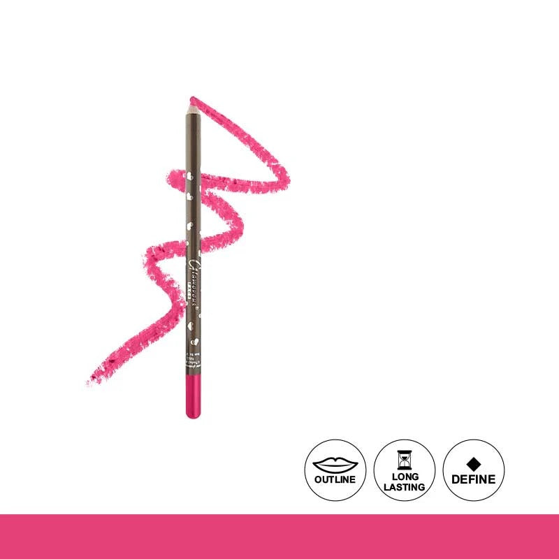 Pink lip liner with a swatch on a white background