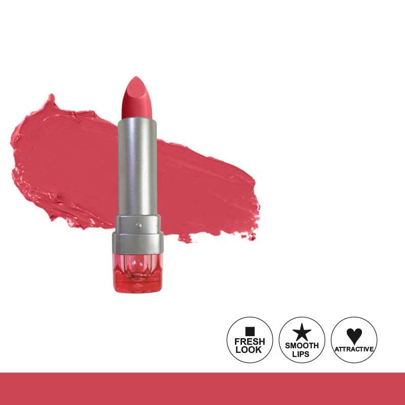 Red lipstick with a swatch on a white background