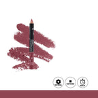 Lip liner pencil with pink swatch on a white background