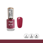 Nail polish bottle with a swatch on a white background