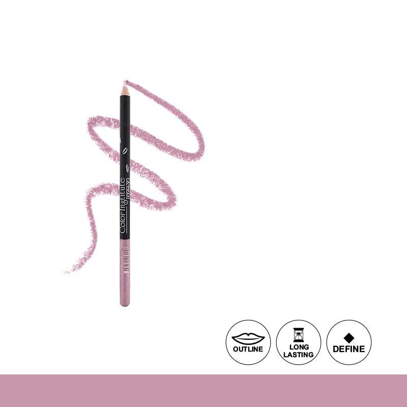 Pink glittery eyeliner pencil with brand name on a white background