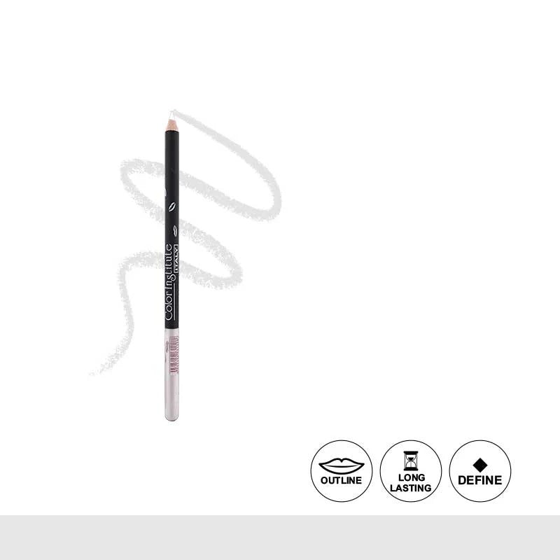 Black eyeliner pencil with white string on a white background