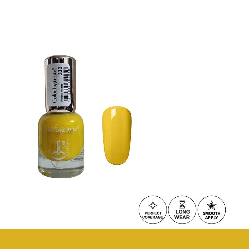 Yellow nail polish bottle with a white background