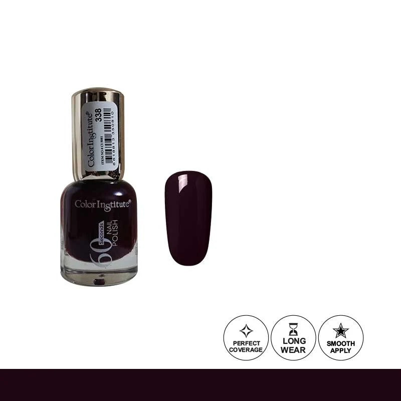 Nail polish bottle with a swatch on a white background