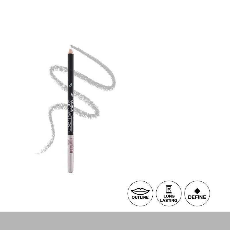 Lip liner pencil with silver line on white background