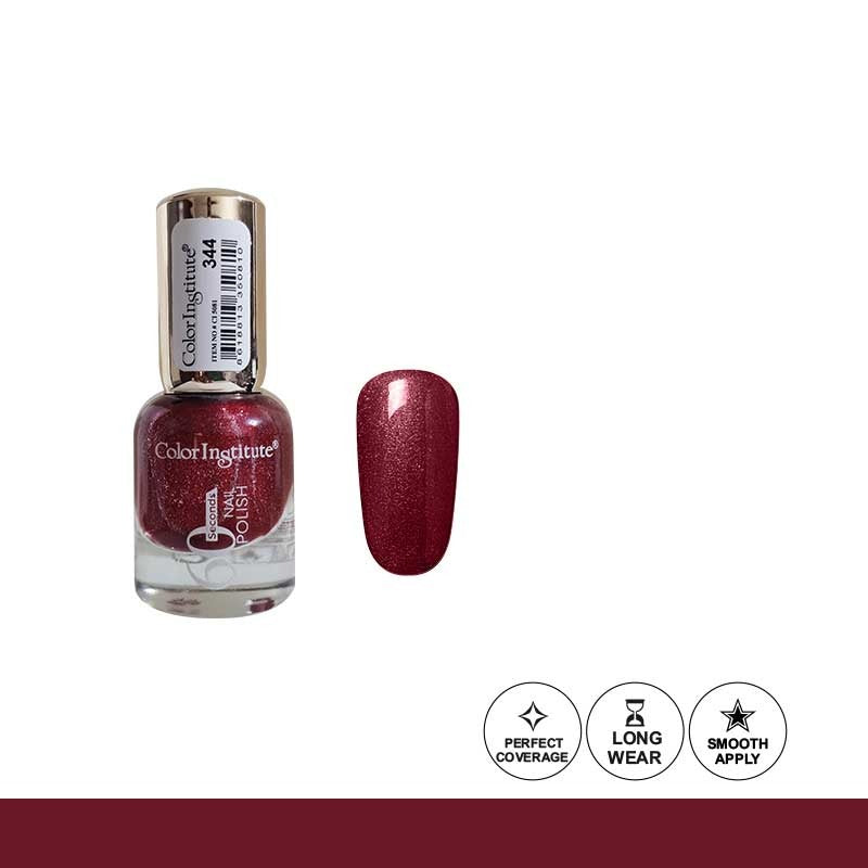 Nail polish bottle with a swatch on a white background
