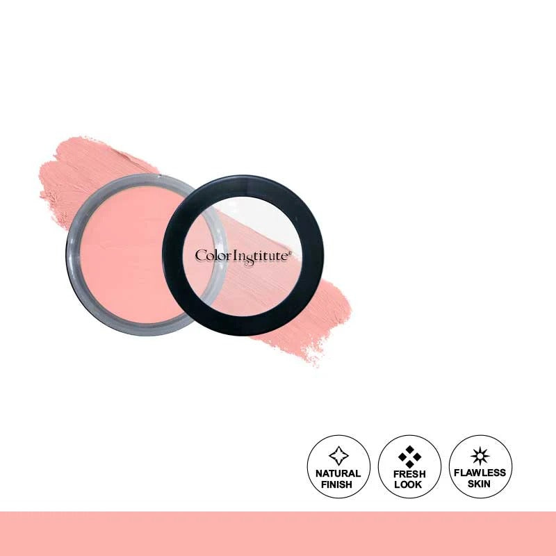 Cosmetic compact with blush color and 'Color Institute' branding on a white background.
