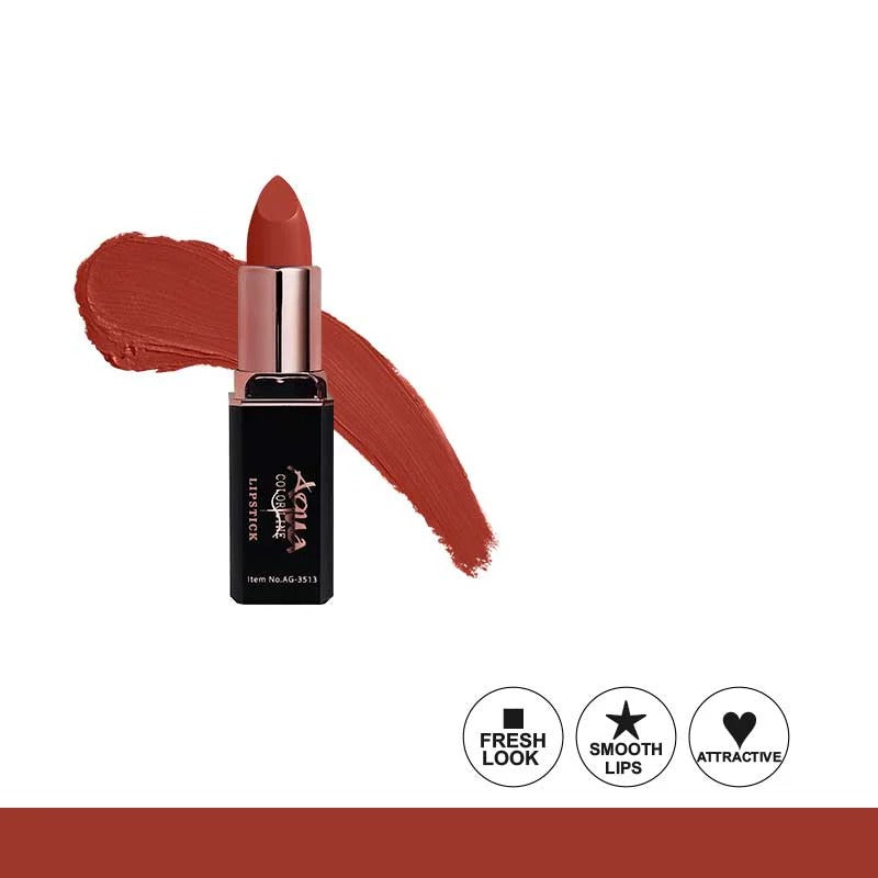 Lipstick with a swatch on a white background, featuring the brand 'Aqua'.