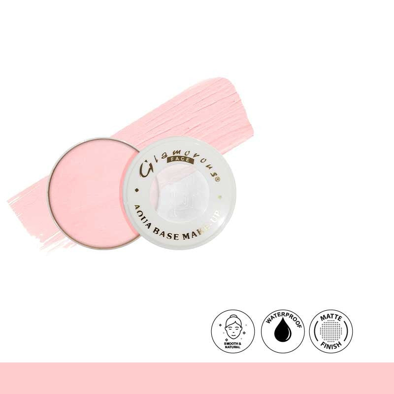 Glamorous Aqua Base Mask packaging with pink applicator on a white background