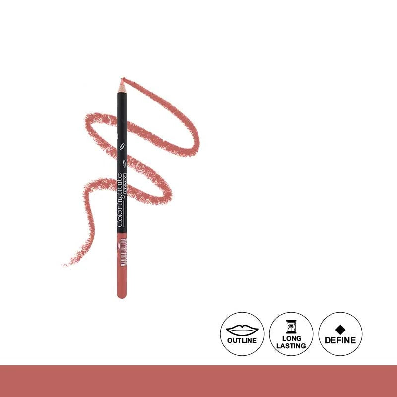 Lip liner pencil with a swatch of color on a white background