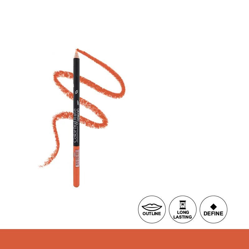 Lip liner pencil with orange color on a white background