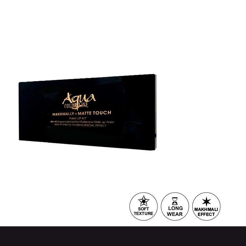 Makeup kit packaging with 'Aqua Color' branding on a white background