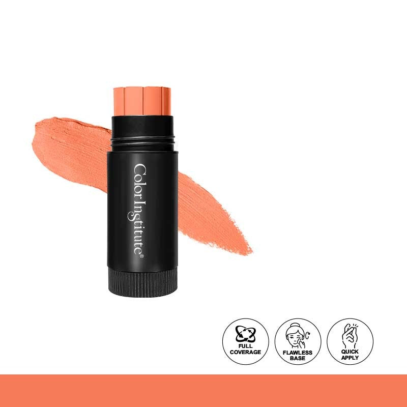 Black makeup stick with coral color on a white background