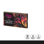 Makeup kit packaging with colorful design and brand name on a white background