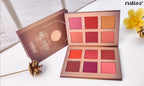 Makeup palette with colorful swatches and 'maliiao' branding on a light background.