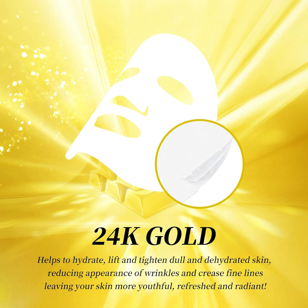 24K Gold Face Sheet Mask Skincare Hydrating Face Masks