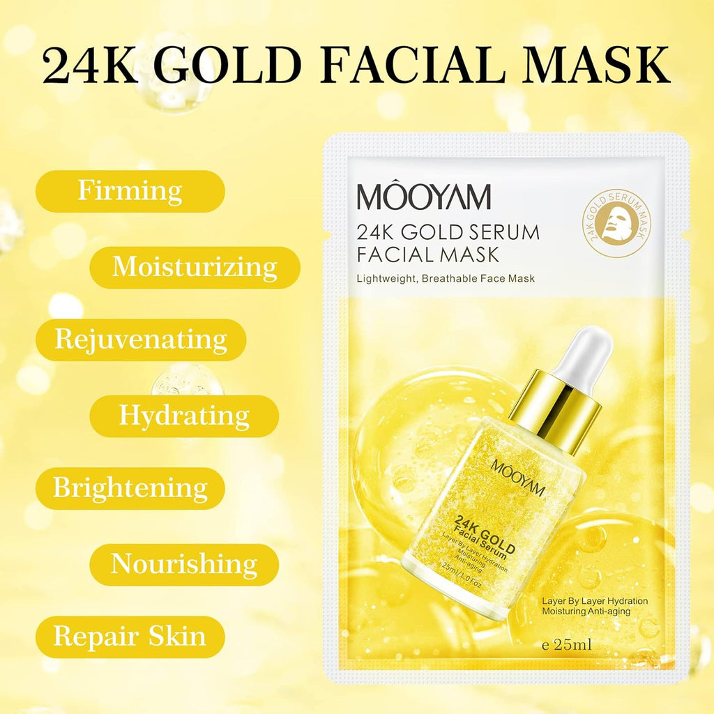 24K Gold Face Sheet Mask Skincare Hydrating Face Masks