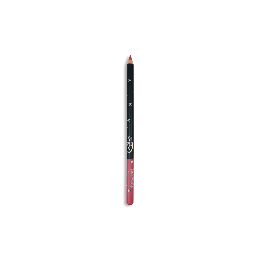 Lip liner pencil with black casing and red tip on a white background